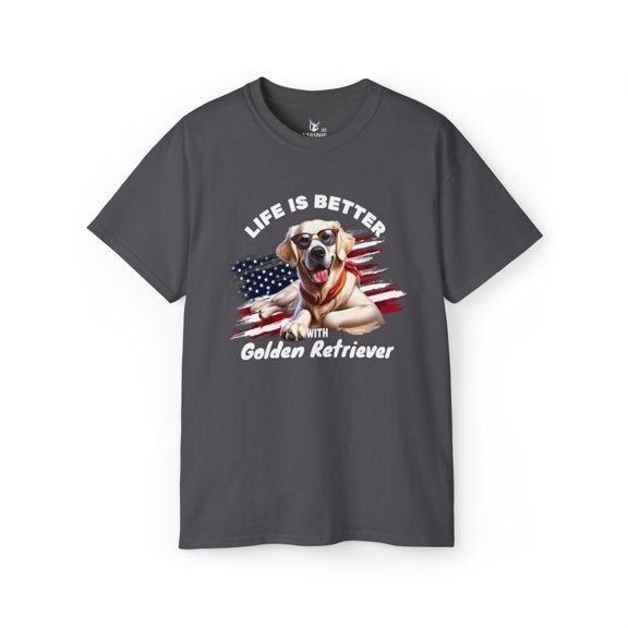 Life is Better with Golden Retriever - Funny Dog Lover Unisex Cotton Tee