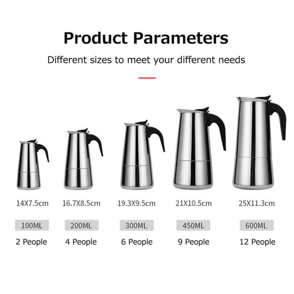 Cafetière Électrique, Tasse à Café Européenne Cafetière en Acier Inoxydable Cafetière Portable Pot Moka Filtre à Café Européen Pot Moka Européen Cuisinière Espresso Siuke Mewmewcat 600ml Solinder Dsfen