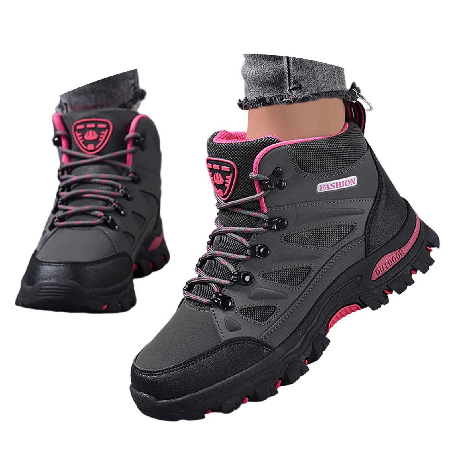 Womens Shoes,High Top Outdoor Sneakers For Hiking Rock Climbing And Athletic Training With Enhanced Durability And Superior Traction Grip,Shoes for Women,Grey,9.5