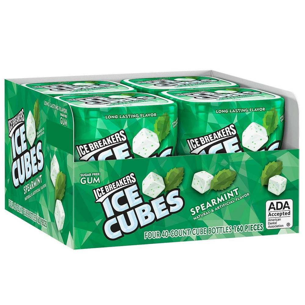 Ice Breakers Ice Cubes Sugar Free Spearmint Gum (40 ct., 4 pks.) -Pack ...