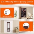 thumbnail image 4 of Furnibear Lockable Wall Door Mounted Mirror Jewelry Cabinet w/LED Lights, Brown - Bedroom Dressing Room Accessory Storage, 4 of 4