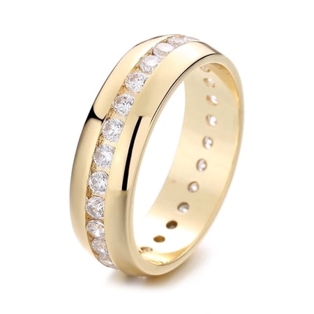 Amy and Annette 14K Gold Plated Channel Band with Simulated Diamonds
