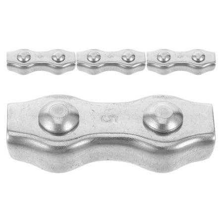 Hemoton 4pcs Stainless Steel Cable Clamps Wire Rope and Fence Wire Garden and Agricultural Fencing Double Hole Design