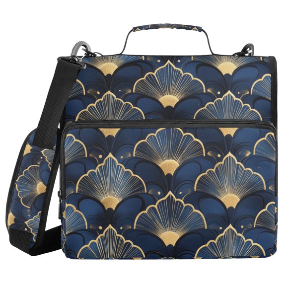 FORMRS Zipper Binder with Shoulder Strap 2-inch Ring 500 Sheet Capacity File Bag, Elegance Art Pattern