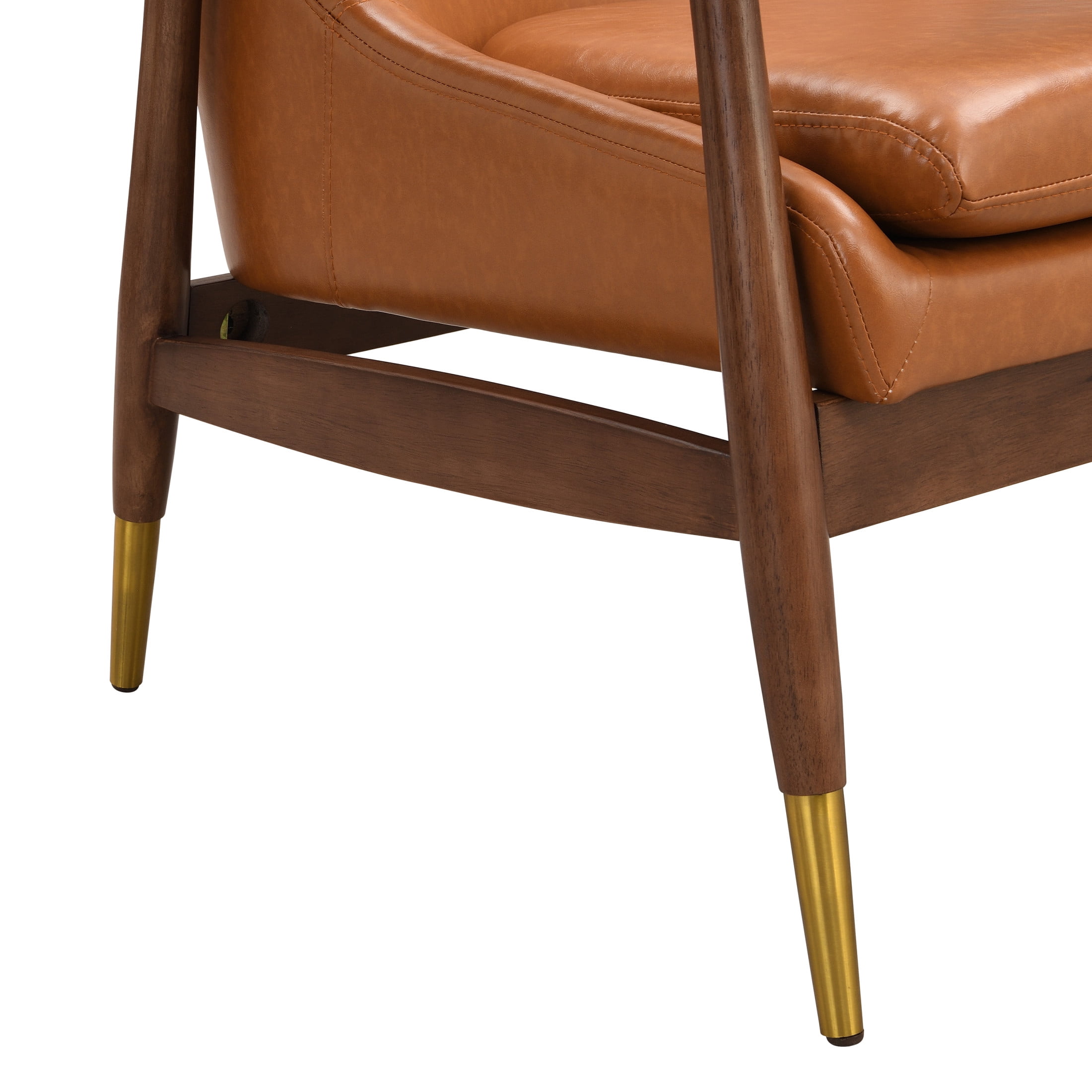 Christopher Knight Home Modern PU Leather and Rubberwood Lounge Arm Chair with Brass-Tipped Feet