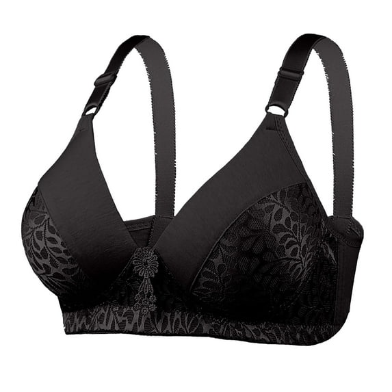 Bigersell Workout Bra Woman Ladies Bra without Underwire Vest Large Lingerie Bras Everyday Bra Female Spandex Sleeping Bra Big & Tall Lace Bra, Style 147, Black S