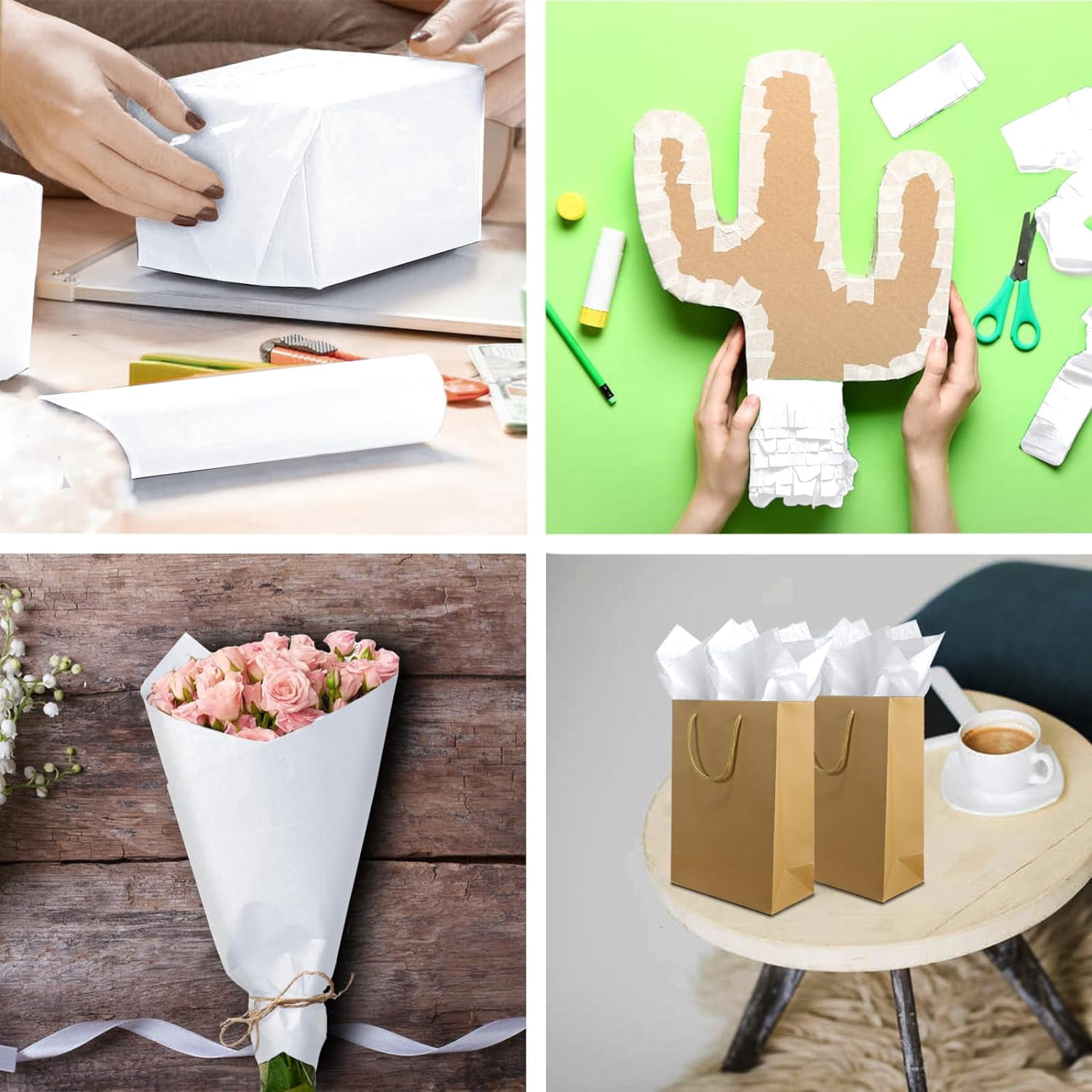 100 Sheets White Tissue Paper 20x14 Inches Tissue Paper for Gift Bags Wrapping Tissue Paper Bulk for DIY Crafts Birthday Baby Shower Festival Holidays Decorative