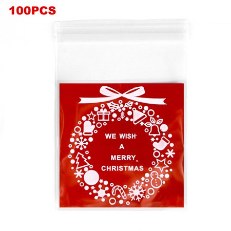 100pcs/lot Self Seal Sealing Bag Christmas Pattern Food Bag Christmas Food Biscuit CandySnack Storage Pouches No.04