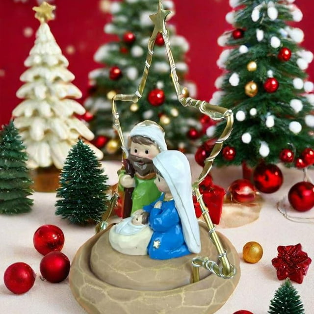 Adornos navideños, regalos navideños, abrevadero de caballo navideño, luz LED para nacimiento de bebé, regalo luminoso para festival de la Sagrada Familia, decoración, adorno, estatua