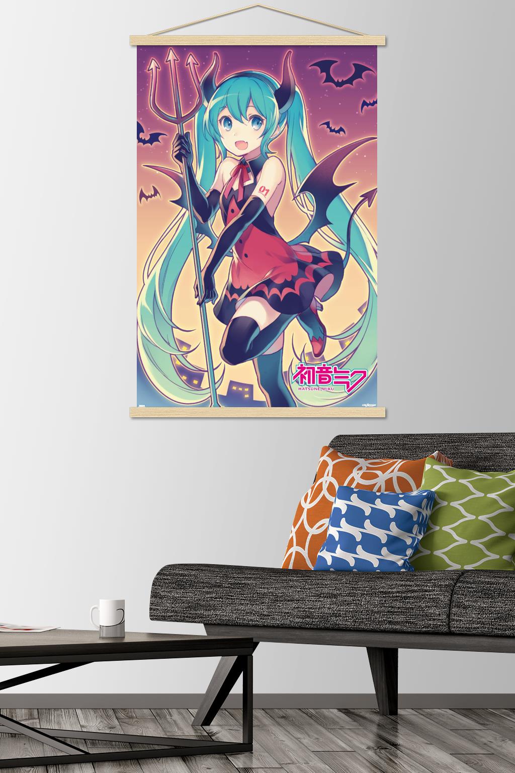 Hatsune Miku - Bats Wall Poster with Magnetic Frame, 22.375" x 34"