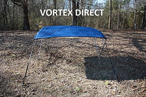 NAVY BLUE (ACRYLIC) VORTEX STAINLESS STEEL FRAME 4 BOW PONTOON DECK BOAT BIMINI TOP 10' LONG, 91-96" WIDE (FAST... by VORTEX DIRECT
