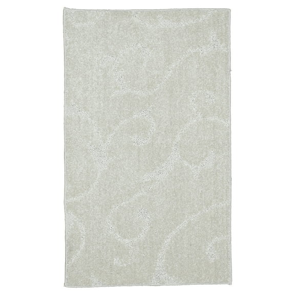 Garland Rugs Soft Touch Inscription Polypropylene Iceberg Silver Floral Indoor Area Rug, 24" x 40"