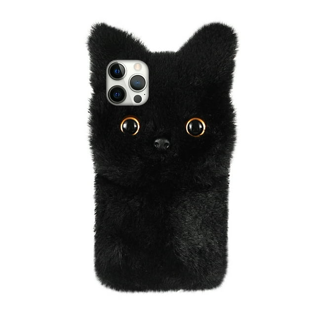 Weiweiguan Plush Cat Phone Cover Phone Protective Case Compatible with iPhone 12 Pro Max