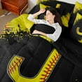 thumbnail image 4 of Manfei Boys Girls Letter Monogrammed J Bedding Comforter Set 7pcs,Sport Baseball Queen Bedding Sets Super Cozy,Graffiti Splash Queen Sheet Sets,Ultra Soft Home Decor,Reversible, 4 of 8