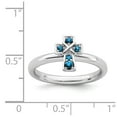 thumbnail image 5 of 925 Sterling Silver Stackable Expressions Rhodium Blue Topaz Cross Ring Size: 10; for Adults and Teens; for Women and Men, 5 of 5