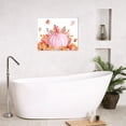 thumbnail image 5 of Fall Pumpkin Wall Art Watercolor Pink Pumpkin Maple Leaves and Pine Nut Canvas Wall Art Rustic Farmhouse Harvest Framed Wall Art for Living Room Bedroom Bathroom Home Decor Ready to Hang,12x12 Inches, 5 of 7