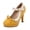 Yellow, variant on Hot Pink Women'S Heels Pump Shoes Chunky Block Heels Ankle Strap Dress Sandals Party Wedding Prom Cute Bow Color Block Comfortable Fashion High Heels 1.54Lbs