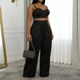 thumbnail image 6 of adaychics Womens Two Piece Outfits Sleeveless Crop Bustier Tops Wide Leg Casual Trousers with Drawstring for Streetwear, 6 of 8