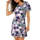 thumbnail image 2 of Disketp Plaid Flamingo para Camisón Corto de Manga Corta para Mujeres, Camisón Cómodo con Escote Redondo, Bonito y Confortable, 2 of 6