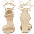thumbnail image 2 of Sandalias de mujer con cordones y tacón grueso Perphy Beige 38, 2 of 6