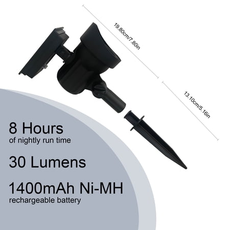 MAINSTAYS SOLAR POWERED BLACK LED LANDSCAPE SPOT LIGHT, 30 LUMENS (2 COUNT)