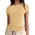 thumbnail image 2 of Women'S Casual Basic Going Out Crop Tops Slim Fit Short Sleeve Crew Neck Tight T Shirts Short-Sleeve No.110 S, 2 of 8