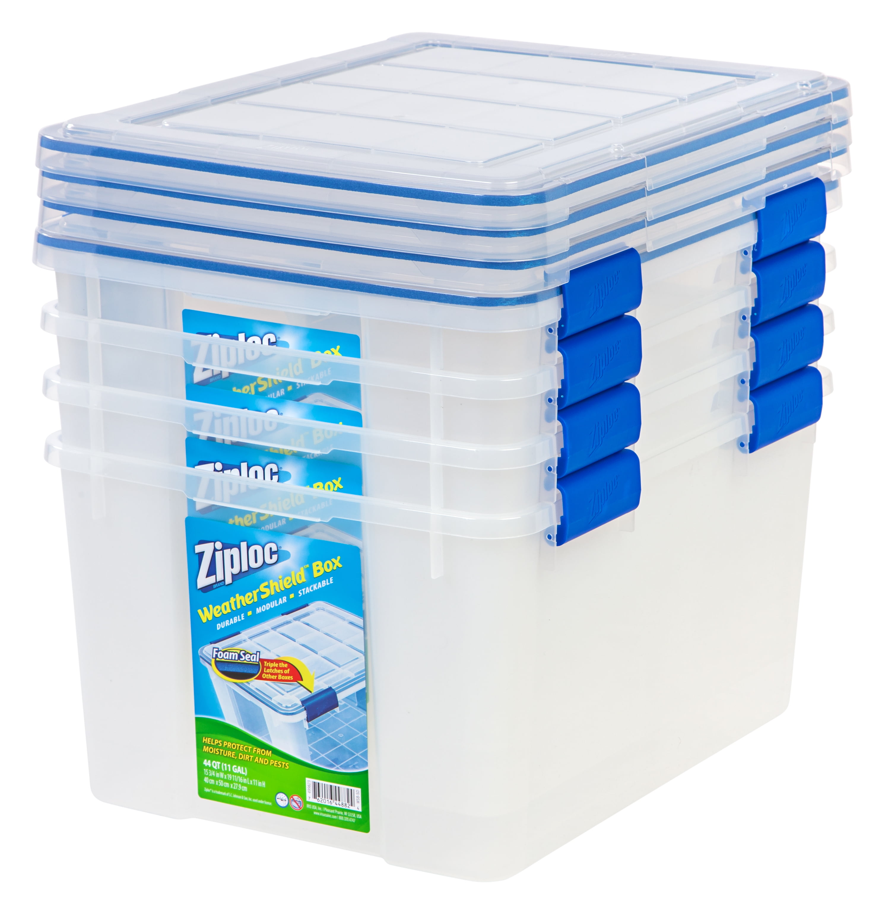 Ziploc WeatherShield 44 Quart Storage Box, 19.7″ x 15.8″ x 11″ – Pack of 4  – Find Organizers That Fit