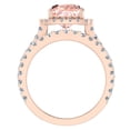 thumbnail image 3 of Wedding Ring Set for Women Cushion Cut Morganite Halo Diamond Ring 14K Rose Gold 3.85 Carat (G,SI), 3 of 5