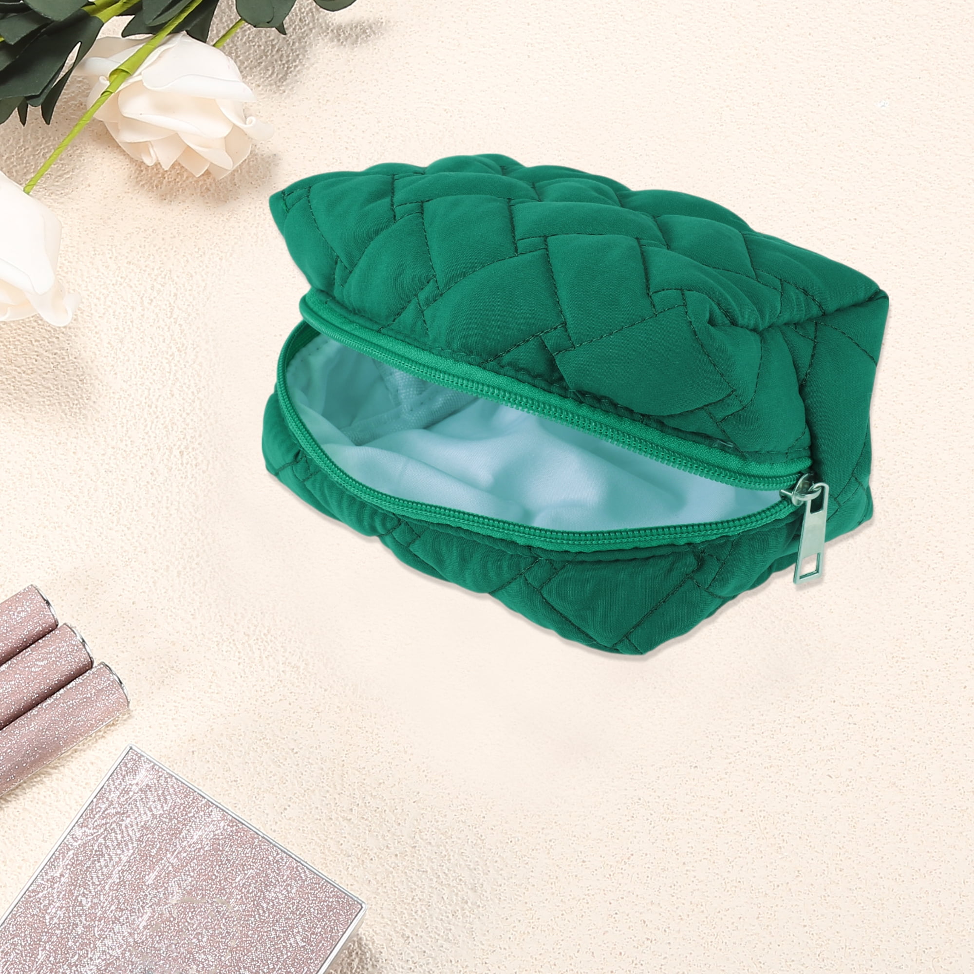 Unique Bargains 1 Pc Lady Portable Make Up Organizer Case for Activities Peacock Green