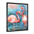 thumbnail image 2 of Designart 'Pink Flamingos Love Birds In Blue Water I' Farmhouse Framed Art Print, 2 of 4
