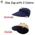 thumbnail image 3 of PULLIMORE Womens Sun Visor Summer Cap Wide Brim UV Protection Ponytail Hat Hollow Top Beach Hats (Navy Blue), 3 of 7