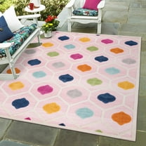 Unique Loom Aruba Outdoor Collection Area Rug - Noord (7' x 10' Rectangle Pink/Gold)