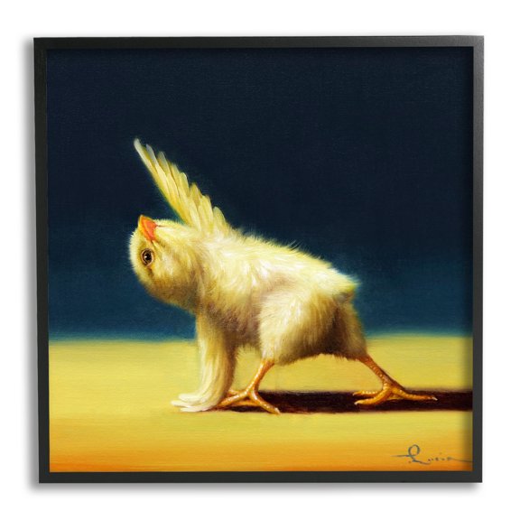Stupell Industries Detailed Stretching Yoga Chick Bird Painting Framed Wall Art, 17 x 30, Design by Lucia Heffernan
