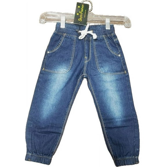 Skyhi Boys - Adjustable Waist Denim Jogger Pants Distressed Style F Size 3-4