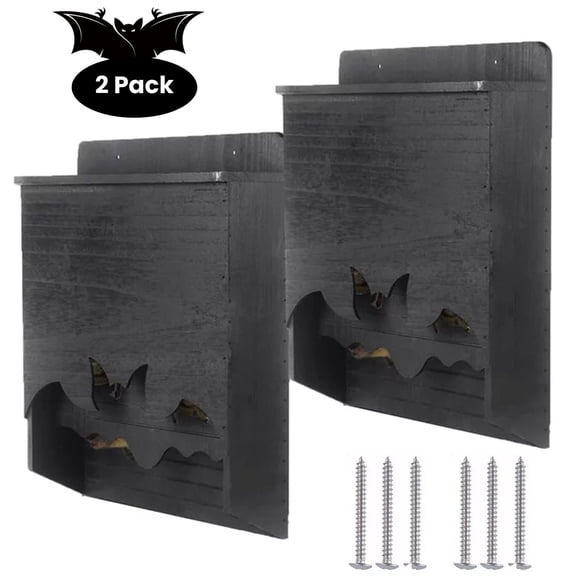 2Pack Wooden Bat House for Outdoors - A Large Double Chamber Box Perfectly Designed to Attract Bats - Durable and Easy to Hang