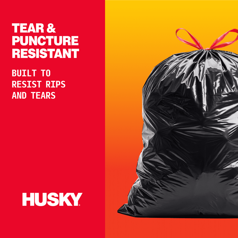 Husky 39 Gallon Drawstring Yard Bags, Black, 40 Count photo 3
