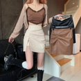 thumbnail image 4 of Jupes Taille Haute Femmes Automne Rétro Ulzzang Mince Tout-Aller Faldas Amis Bureau Vêtements Simple Pur Fête Mini Bas, 4 of 20
