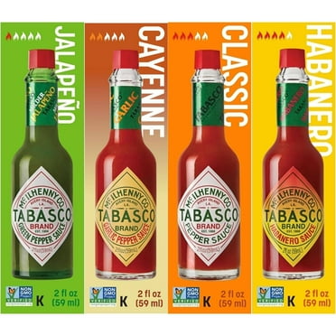 Tabasco Hot Sauce Variety Pack, 4 Flavors (Original, Green, Garlic, Habanero), 2 Fluid Ounce each Bottle
