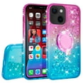 thumbnail image 2 of SOGA Quicksand Cover Cute Girl Phone Case Compatible for Apple iPhone 13 mini Case, with Ring for Magnetic Car Mounts, Lanyard, Tempered Glass - Pink / Blue, 2 of 5