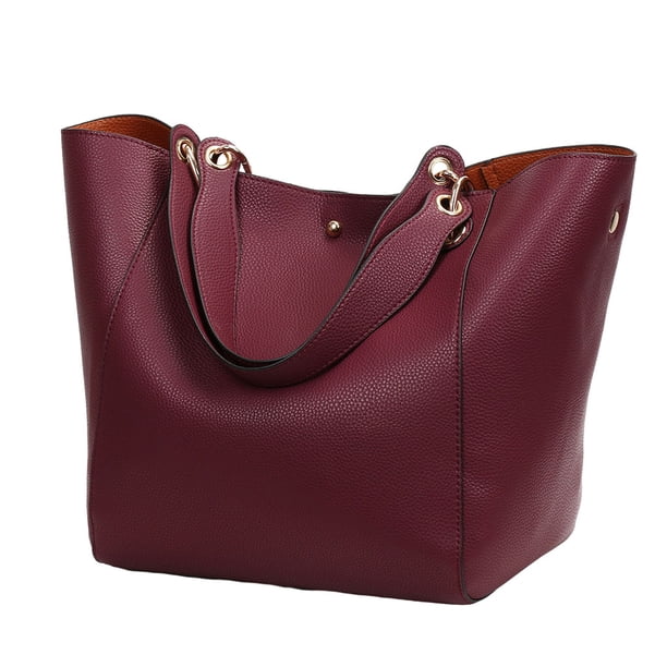 Sonducket Bolso práctico y duradero de PU con gran capacidad, bolsos de mujer, bolsos de hombro, bolso de mano Bolsas de mensajero y de hombro rojo púrpura
