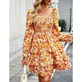 thumbnail image 3 of OUSIMEN Women's A-Line Crew Neck Short Sleeve Mini Floral Dress, 3 of 5