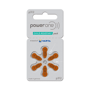 Power One Size 312 1.45V Zinc Air Hearing Aid Batteries (Pack of 6)