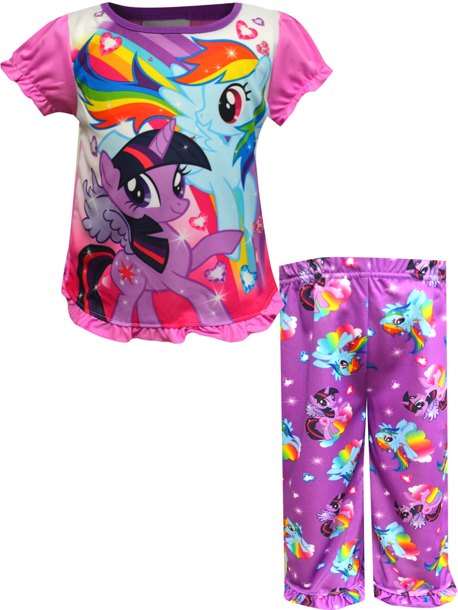 Girls My Little Pony Short Pyjamas Kids Rainbow Friends Shortie PJs Set Size 