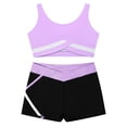 thumbnail image 3 of Xnihocha Kids Girls Gymnastic Ballet Dance Outfits Sleeveless Crop Tops and Booty Shorts Tracksuits Light Purple 8, 3 of 7