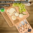 thumbnail image 3 of Cheese Board Gifts Set: Bamboo Large Charcuterie Boards, 4 Stainless Steel Cheese Knife & Serving Tray - Mothers Day Gift, Wedding Gifts, Housewarming Gift, Birthday Gifts, 3 of 11