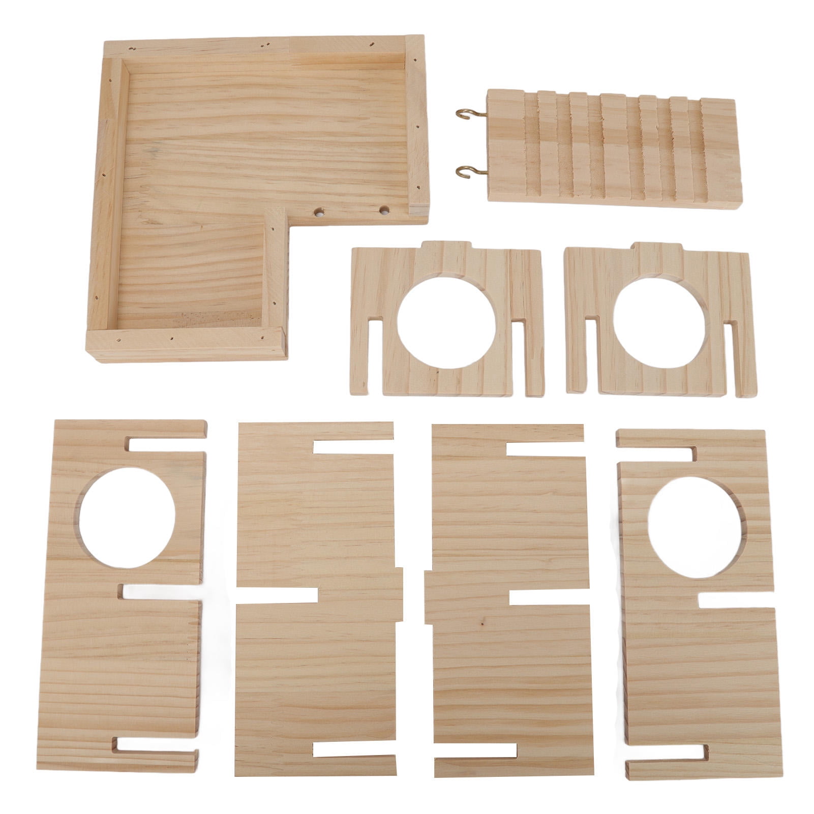Suodoka Multi‑Room Wooden Hamster House with Maze Tunnel, Ladder & Easy‑Clean Design – Cozy Hideout for Small Pets