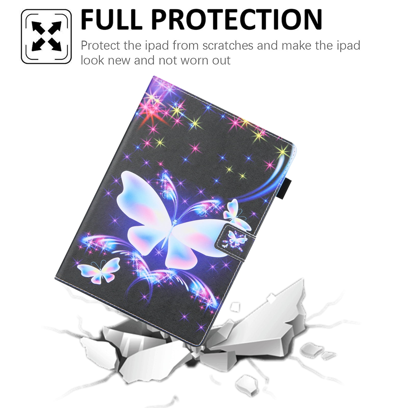 Allytechgroup Stunning iPad Air 11 Case 2024, Apple iPad Air 11 Inch Cover Case, Stylish Pattern Shockproof Bumper with Multi Angle Stand, Pencil Holder and Card Slots,Butterfly