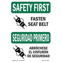 OSHA SAFETY FIRST Sign - Fasten Seat Belt Bilingual | Decal | Protect Your Business, Construction Site, Warehouse & Shop Area | Made in the USA