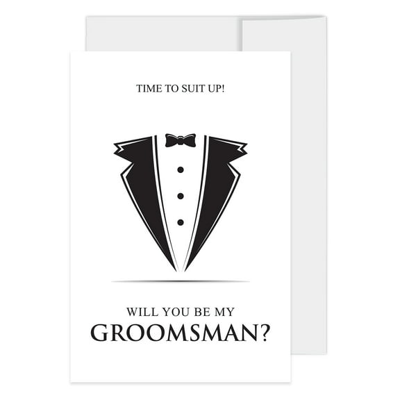 Koyal Wholesale Groomsmen Proposal Cards with Envelopes, Set of 16 Time To Suit Up Will You Be My Groomsman?