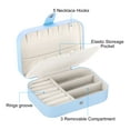 thumbnail image 3 of Uxcell Travel Jewelry Case Small Jewelry Organizer Portable Jewelry Box Double Layer to Store Rings Earrings, Light Blue, 3 of 5